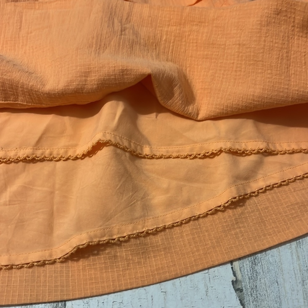 Anthropologie Square Neck Puff Sleeve Orange Dress Size Medium - Picture 9 of 11